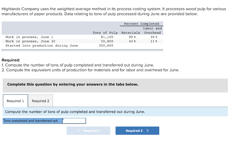 Solved Highlands Company uses the weighted-average method in | Chegg.com