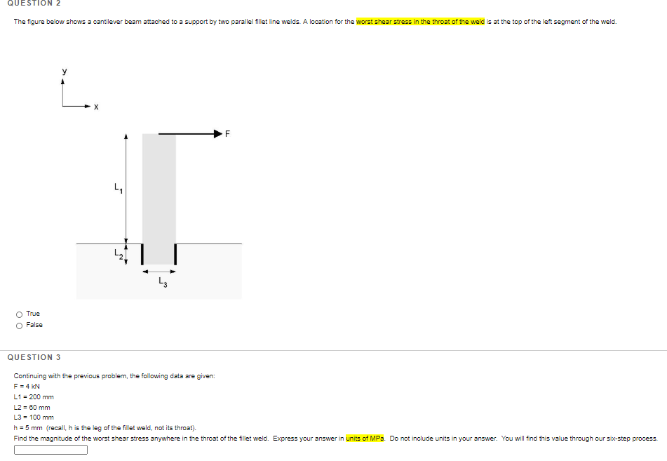 Solved QUESTION 2 The figure below shows a cantilever beam | Chegg.com