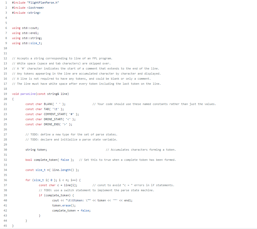 A state machine to parse FPL statements into tokens - | Chegg.com