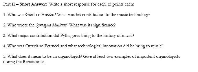 Solved Part II Short Answer Write a short response for Chegg