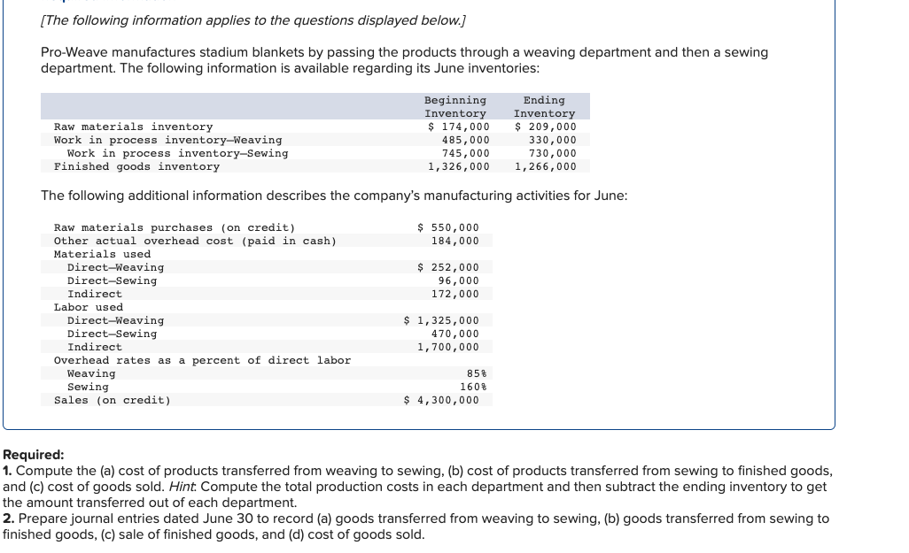 Solved (The following information applies to the questions