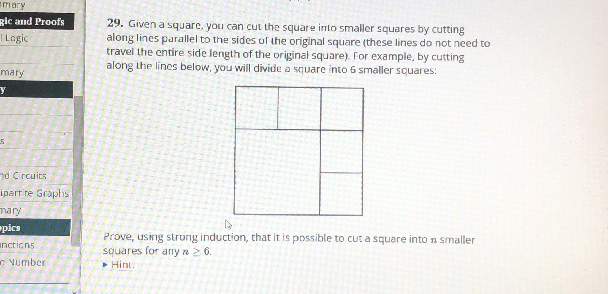 Solved 29. Given a square, you can cut the square into | Chegg.com