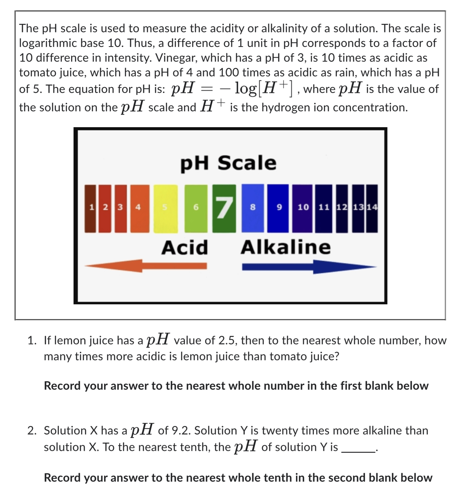 vertical ph scale