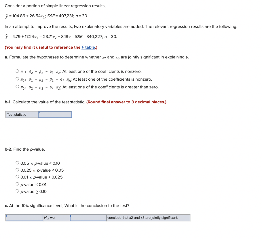 Solved Consider a portion of simple linear regression | Chegg.com