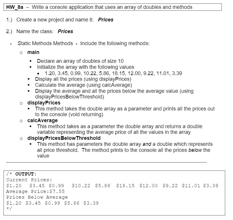 Solved HW_8a – Write a console application that uses an | Chegg.com
