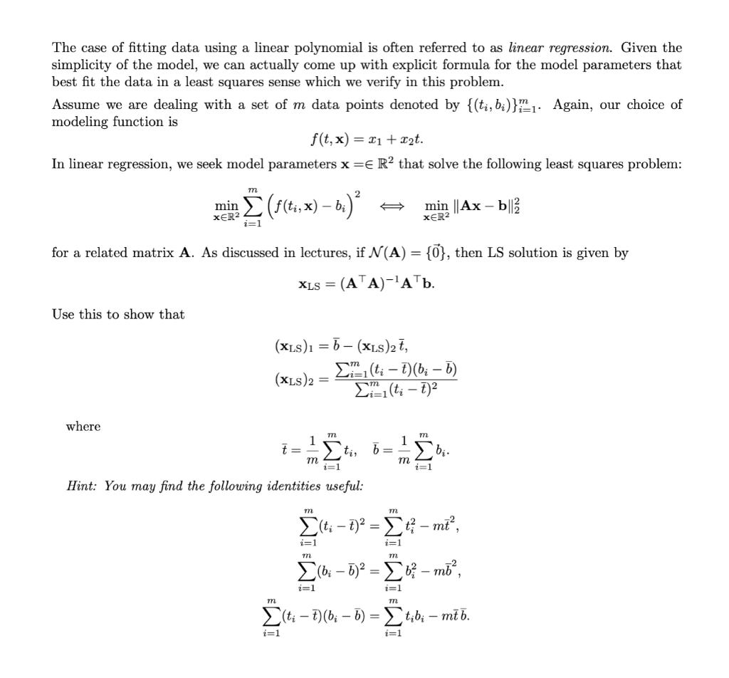 solved-the-case-of-fitting-data-using-a-linear-polynomial-is-chegg