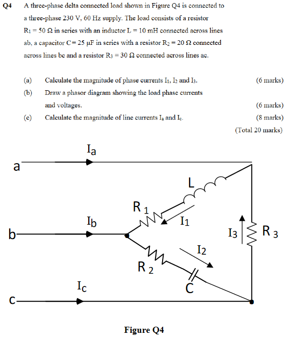 Solved Q4 A Three Phase Delta Connected Load Shown In Figure 