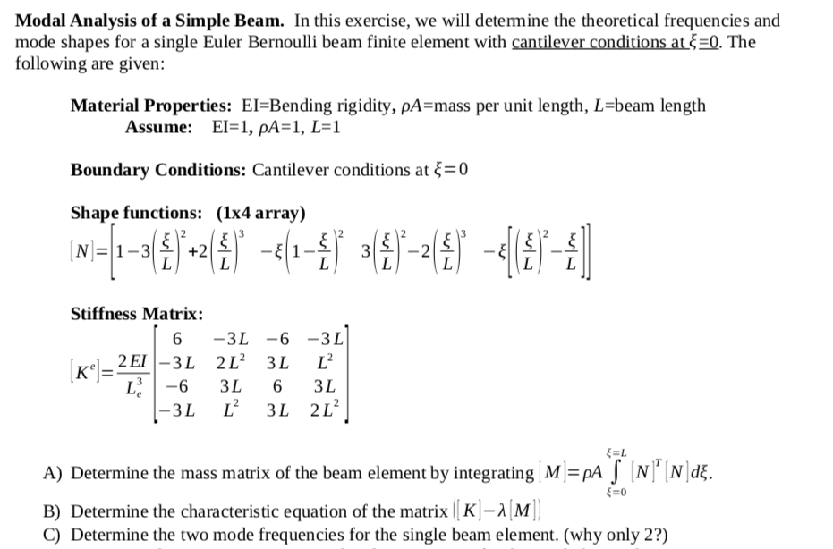 Modal Analysis Of A Simple Beam. In This Exercise, We | Chegg.com