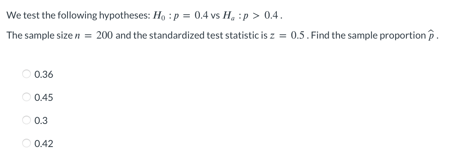 Solved We Test The Following Hypotheses: H0:p=0.4 Vs | Chegg.com