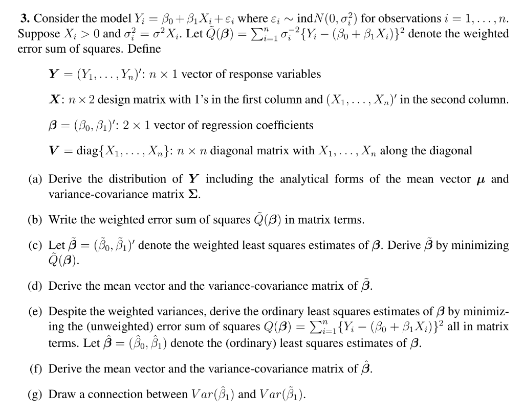 Solved 3 Consider The Model Y Bo 31xi Ei Where Ei Chegg Com