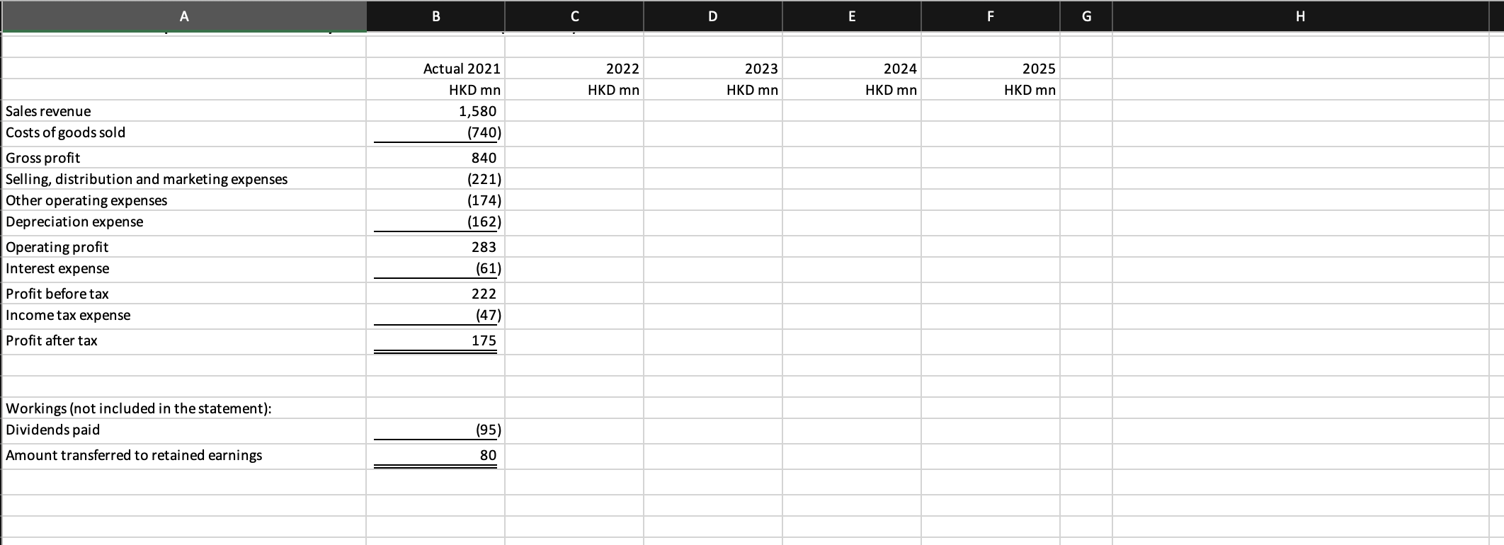 pro forma financial statements template excel