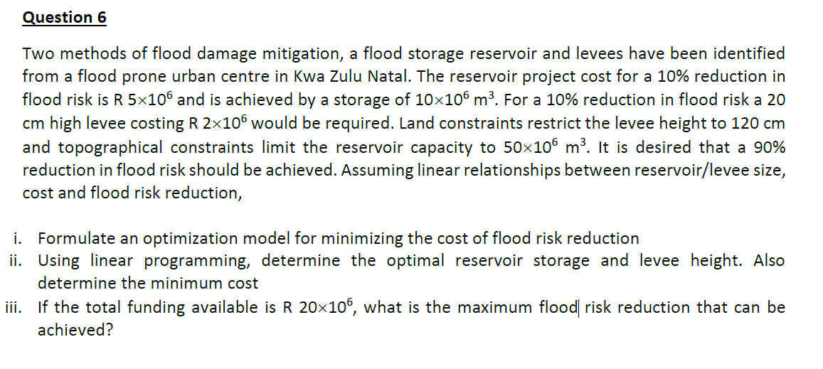 Solved Two Methods Of Flood Damage Mitigation A Flood Chegg