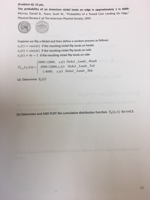 Solved The probability of an American nickel lands on edge
