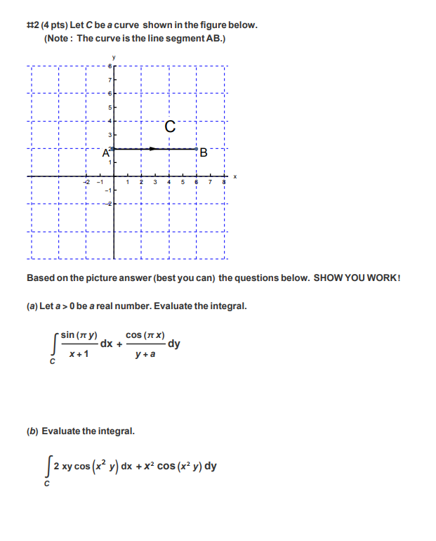 Solved #2 (4 pts) Let C be a curve shown in the figure | Chegg.com