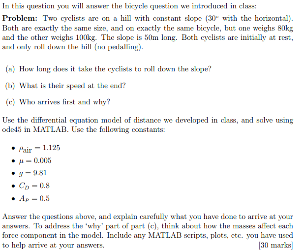 Solved In this question you will answer the bicycle question | Chegg.com