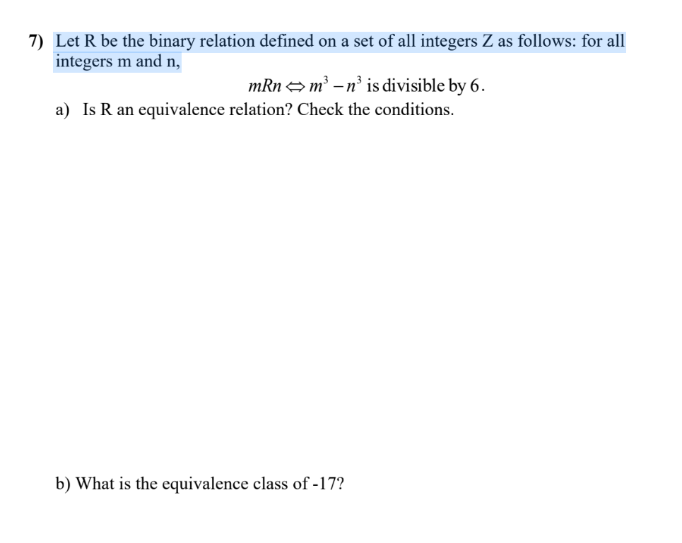 Solved Let R Be The Binary Relation Defined On A Set Of All | Chegg.com