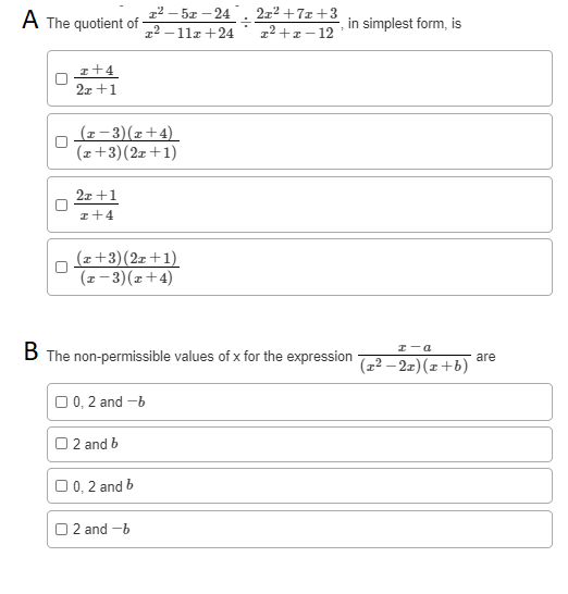 Solved A The Quotient Of 22 50 24 22 11 2 24 2 1 7 Chegg Com