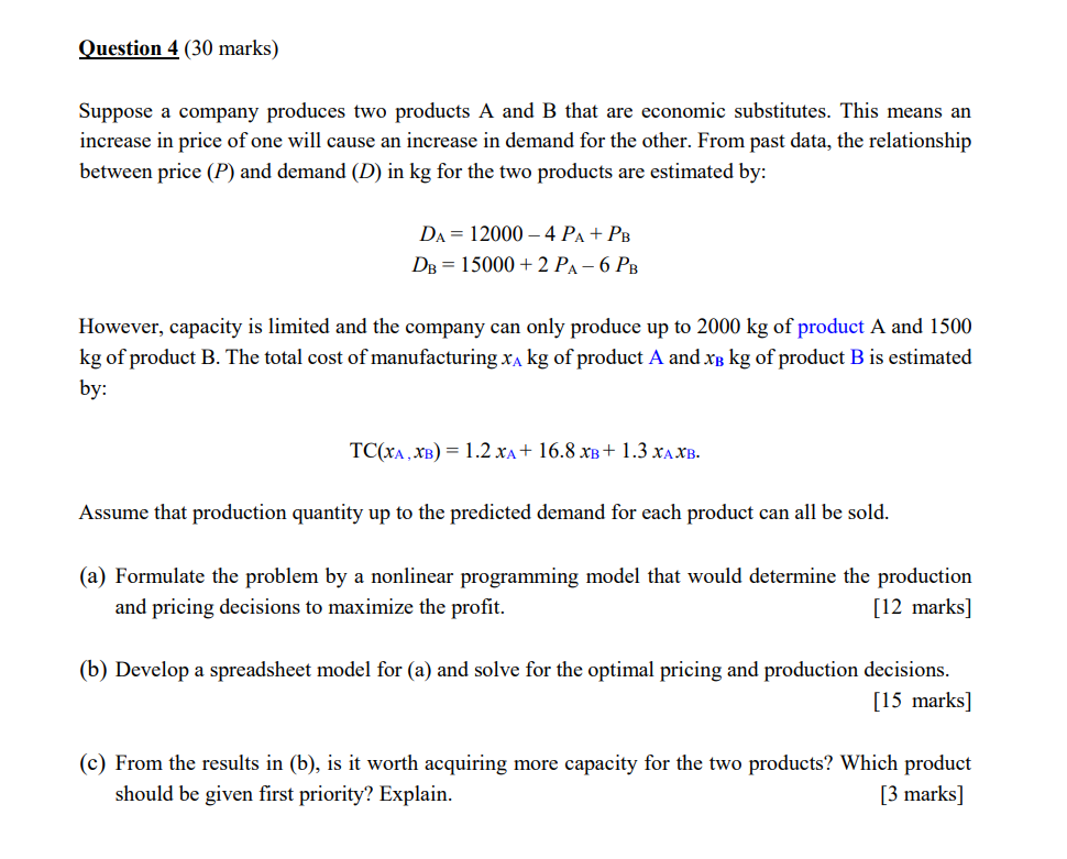 Solved Suppose A Company Produces Two Products A And B That | Chegg.com