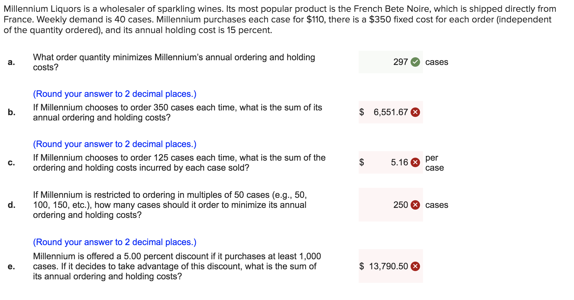 Solved Millennium Liquors is a wholesaler of sparkling