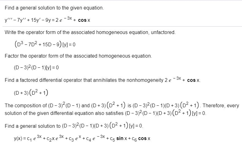 Solved Find A General Solution To The Given Equation Y Chegg Com Solved Find A General Solution To The Given Equation Y Chegg Com