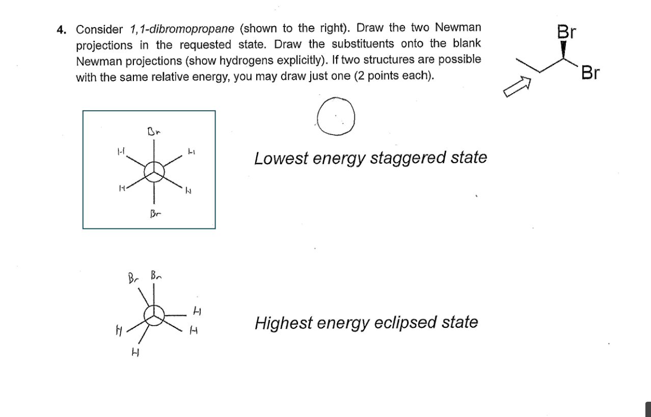 Solved 4. ﻿Consider 1,1-dibromopropane (shown to the right). | Chegg.com