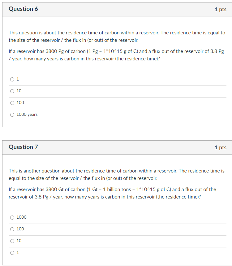 Solved This question is about the residence time of carbon | Chegg.com