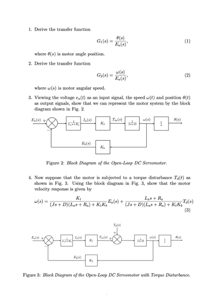 1. Derive the transfer function G1(s)=Ea(s)θ(s) where | Chegg.com