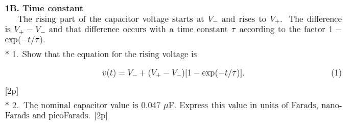 Solved 1B. Time constant The rising part of the capacitor | Chegg.com