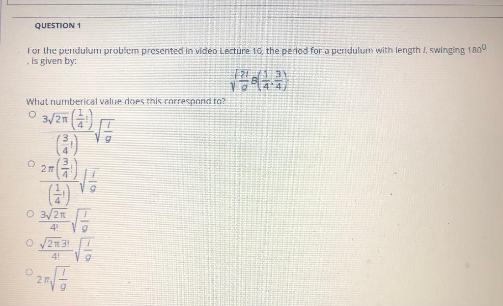 Solved QUESTION 1 For the pendulum problem presented in | Chegg.com