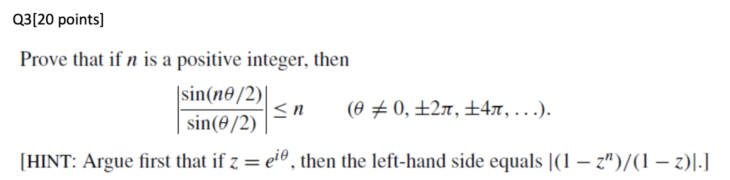 Solved Q3[20 points] Prove that if n is a positive integer, | Chegg.com