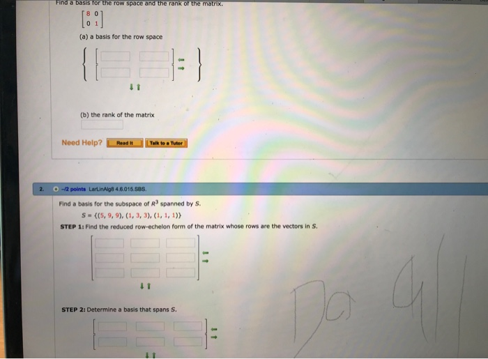 Solved Find a basis for the row space and the rank of the | Chegg.com