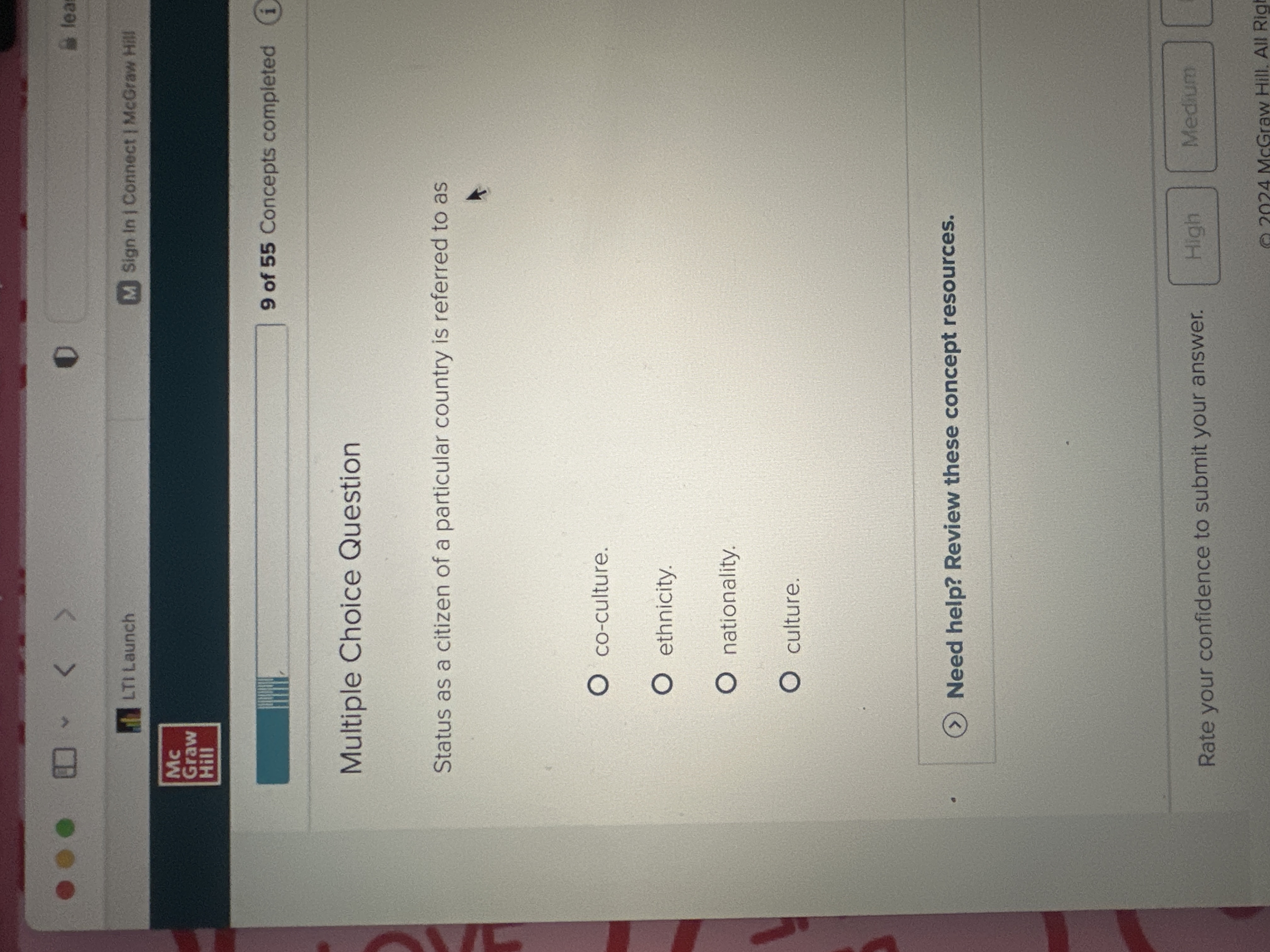 Solved Multiple Choice QuestionStatus as a citizen of a | Chegg.com
