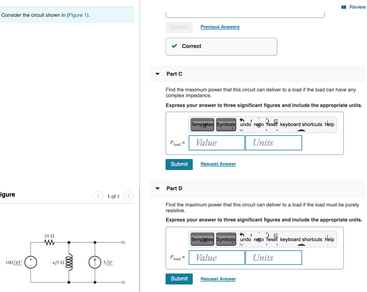 Solved n Review Consider the circuit shown in (Figure 1). | Chegg.com