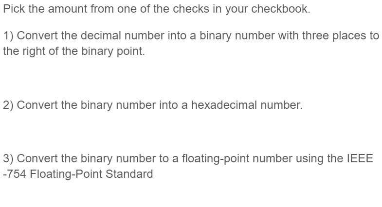 Solved Pick the amount from one of the checks in your | Chegg.com