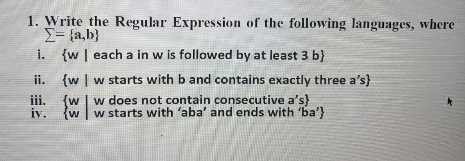 Solved 1. Write The Regular Expression Of The Following | Chegg.com