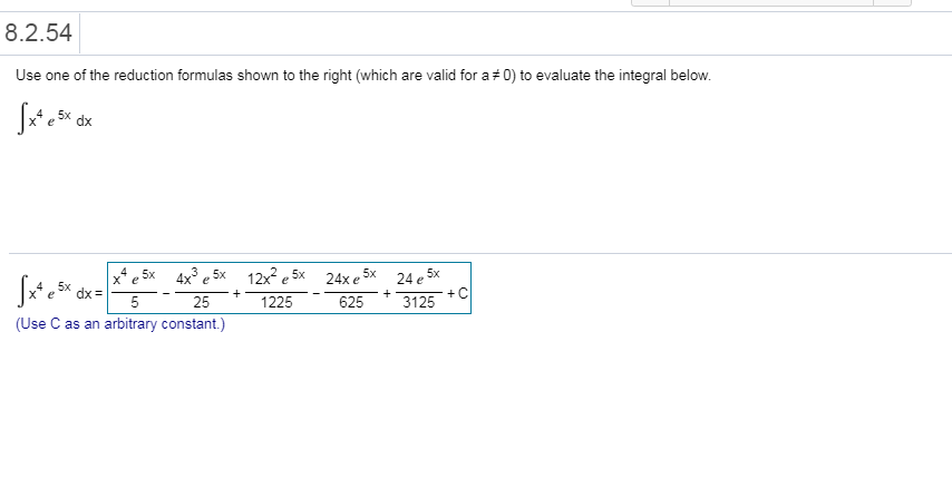 Solved 8.2.54 Use one of the reduction formulas shown to the | Chegg.com