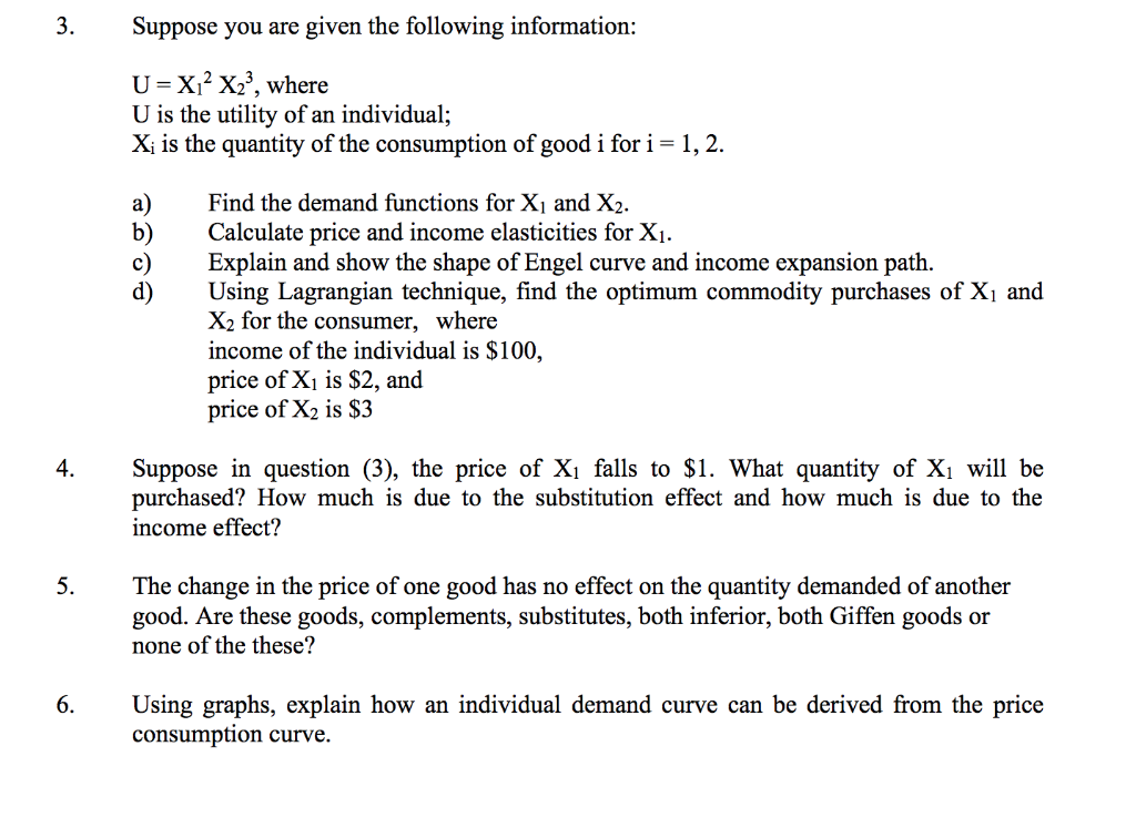 3. Suppose you are given the following information: | Chegg.com