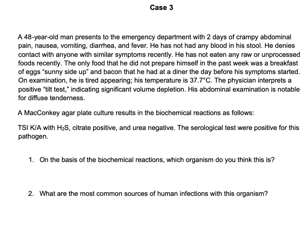 Solved Case 3 A 48-year-old man presents to the emergency | Chegg.com