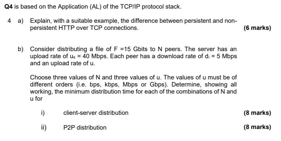 Solved Q4 is based on the Application (AL) of the TCP/IP | Chegg.com