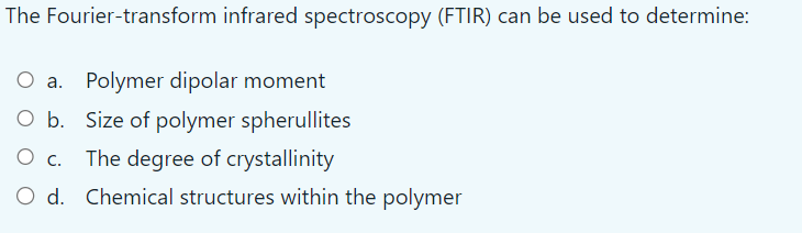Solved The Fourier-transform infrared spectroscopy (FTIR) | Chegg.com