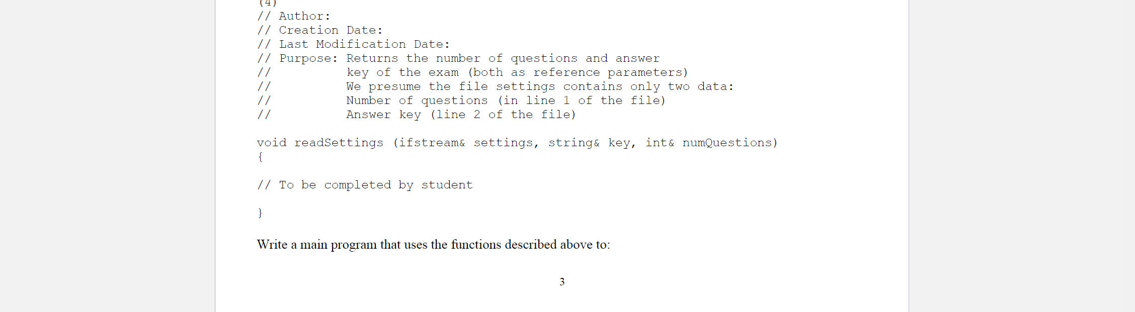 Solved Write the function definitions for each of the | Chegg.com