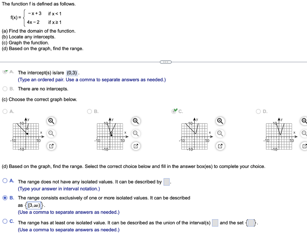 Solved The function f is defined as follows. f(x)={−x+34x−2 | Chegg.com