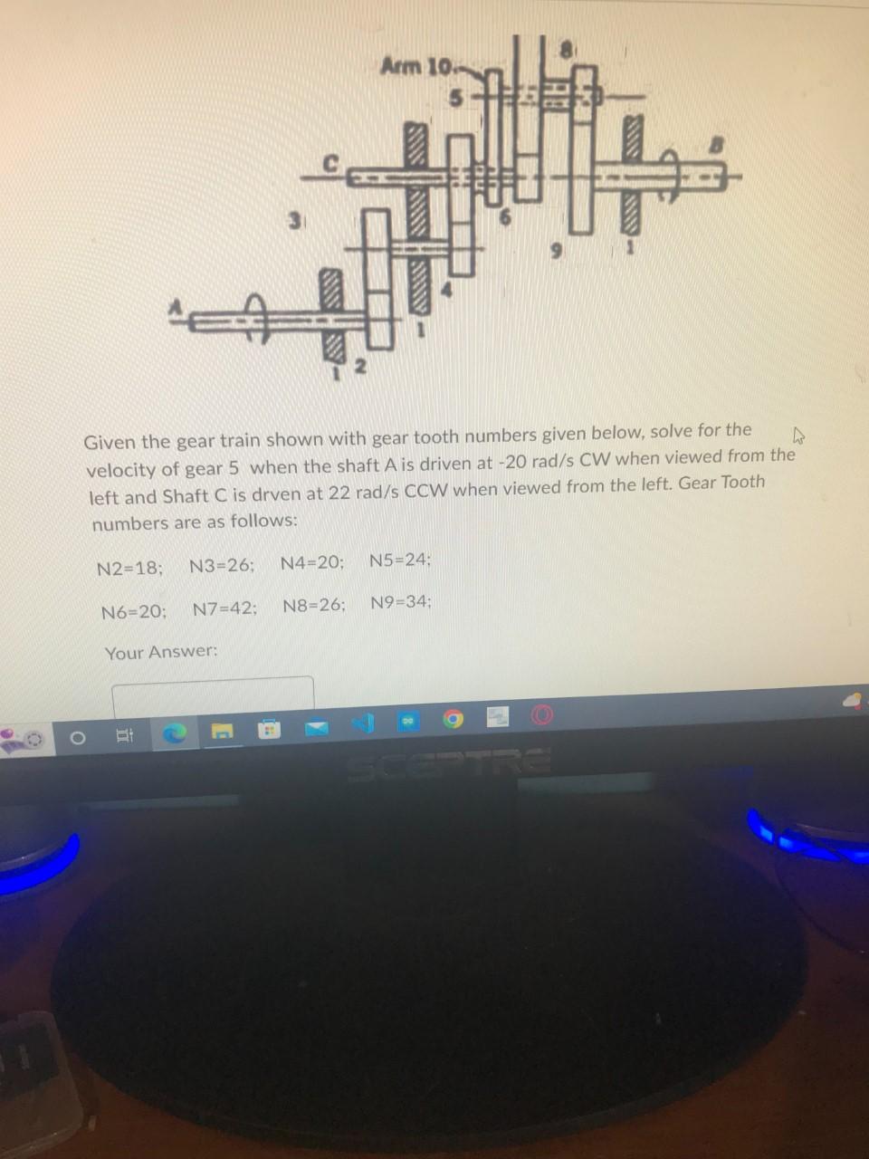 Solved Given The Gear Train Shown With Gear Tooth Numbers | Chegg.com