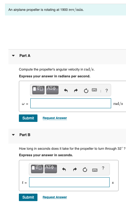 Solved An Airplane Propeller Is Rotating At 1900rev/min. | Chegg.com