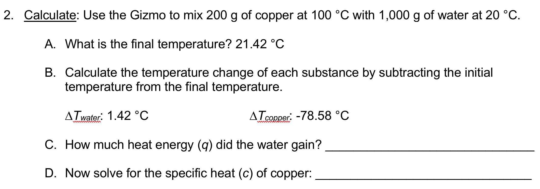 Solved 2. Calculate Use the Gizmo to mix 200 g of copper at