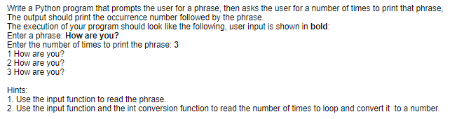 Solved Write a Python program that prompts the user for a | Chegg.com