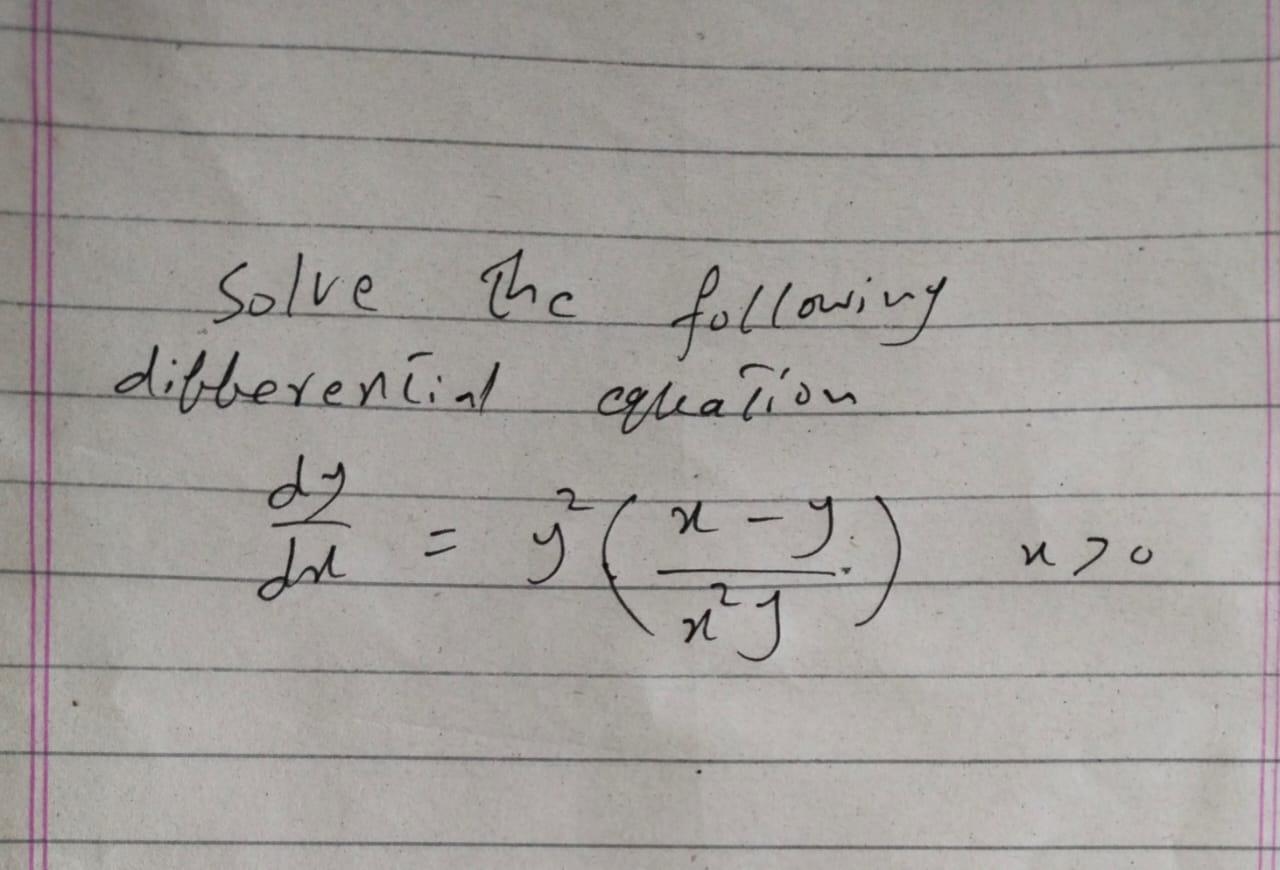 Solved solve the following differential equation dy y - - du | Chegg.com