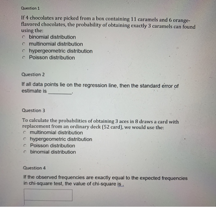 Solved Question 1 If 4 Chocolates Are Picked From A Box | Chegg.com