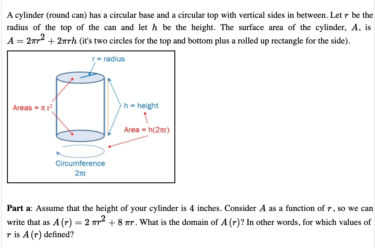 Solved A cylinder (round can) has a circular base and a | Chegg.com