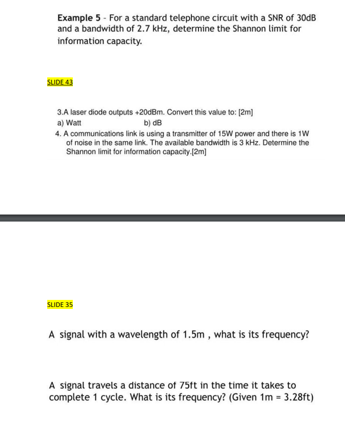 Solved Example 5 - For a standard telephone circuit with a | Chegg.com